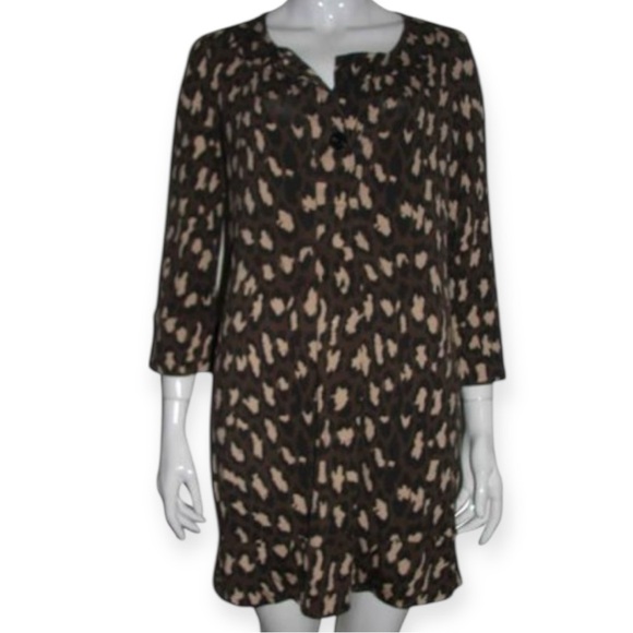 Diane von Furstenberg Silk Shift Dress |Brown Animal Print| vintage - Picture 8 of 14